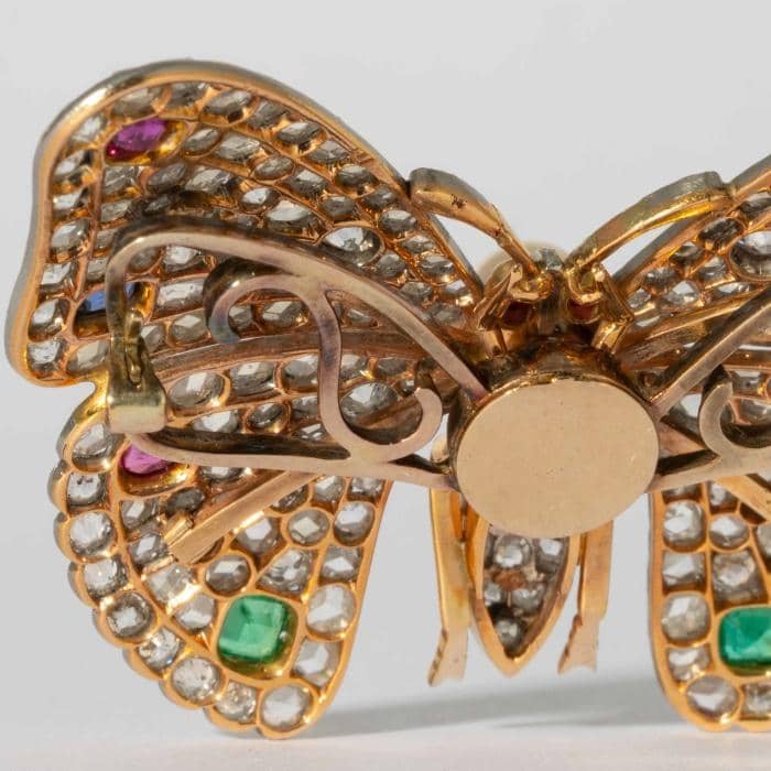 Multi-Gem Edwardian Butterfly Pin